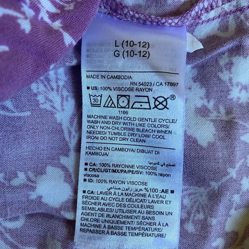 Old Navy Sleeveless Floral Print Dress Girls Size L (10-12) Lavender Soft Fairy